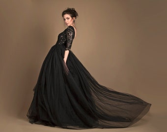 Black Wedding Dresses with Sleeves